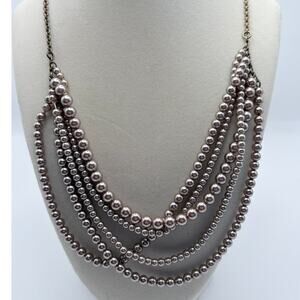 J Crew Taupe Faux Pearl Multi-strand Necklace